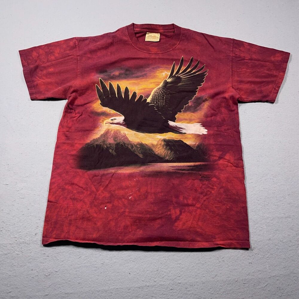 Vintage The Mountain Shirt Large Eagle Mountain Red Tie Dye Blue Graphic Y2K